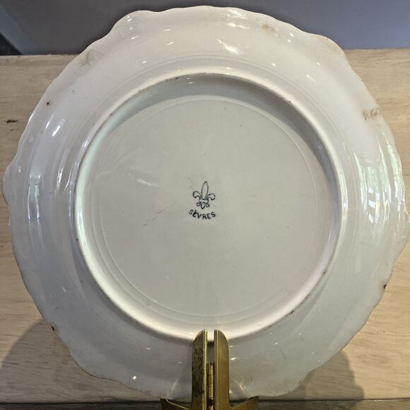 Antique Thomas Sevres Bavaria Plate green Pink Roses Hand Painted Porcelain - Picture 3 of 4